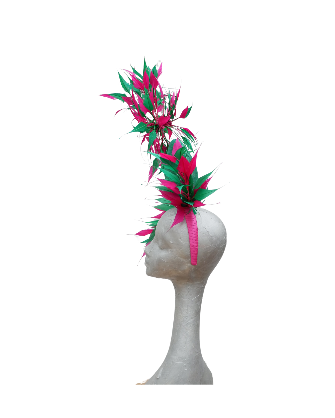 Mori - Emerald Green & Barbie Pink Fascinator