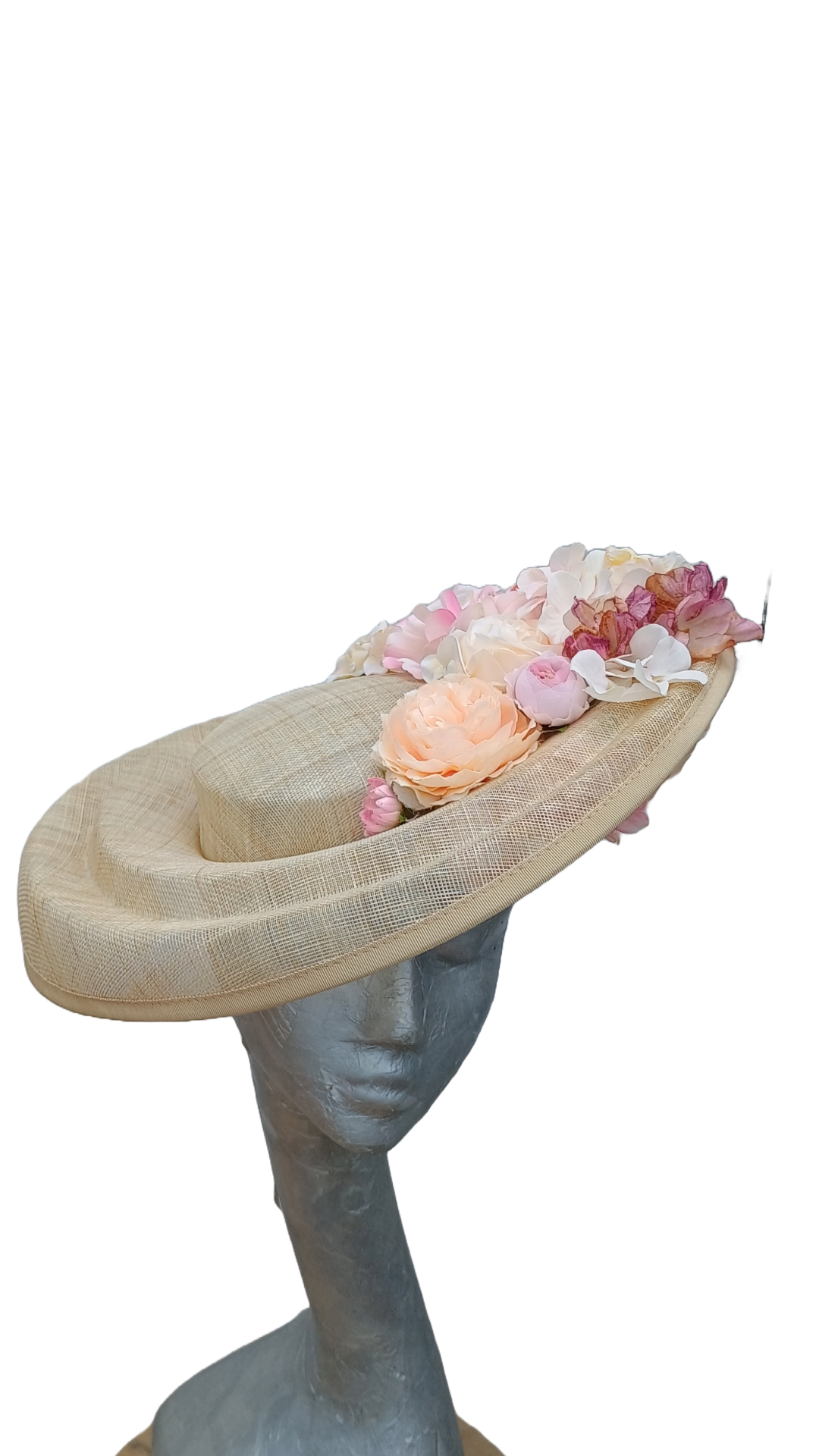 Bernie - Floral Hat in Natural & Pinks/Peaches