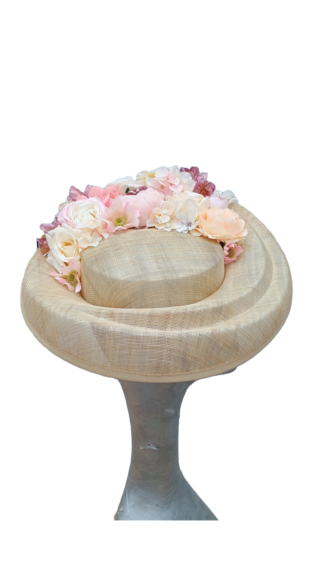 Bernie - Floral Hat in Natural & Pinks/Peaches