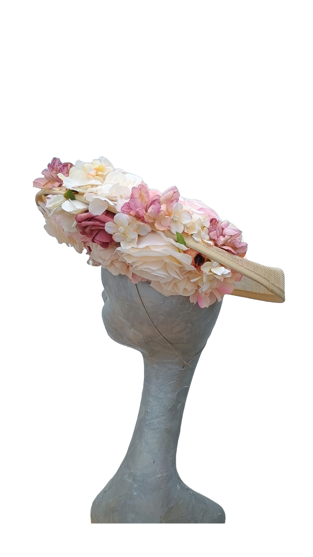 Bernie - Floral Hat in Natural & Pinks/Peaches