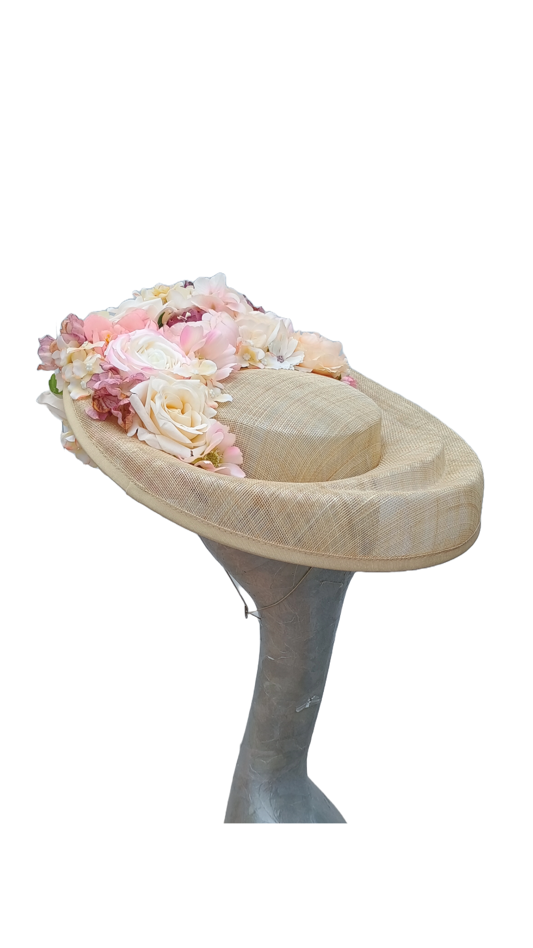 Bernie - Floral Hat in Natural & Pinks/Peaches