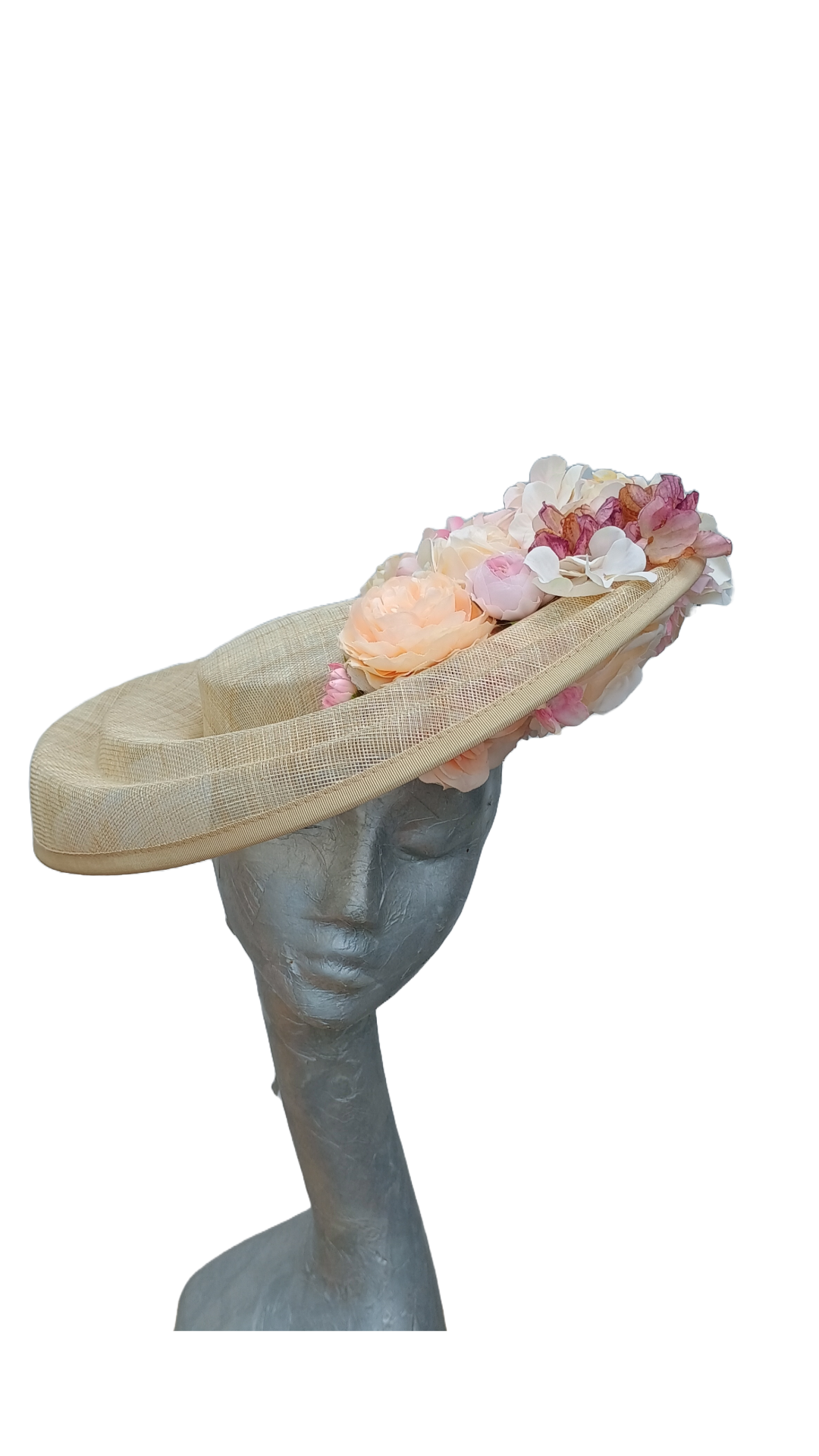 Bernie - Floral Hat in Natural & Pinks/Peaches
