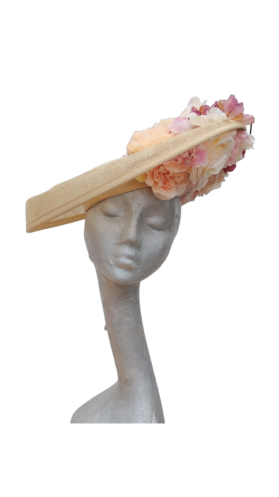 Bernie - Floral Hat in Natural & Pinks/Peaches