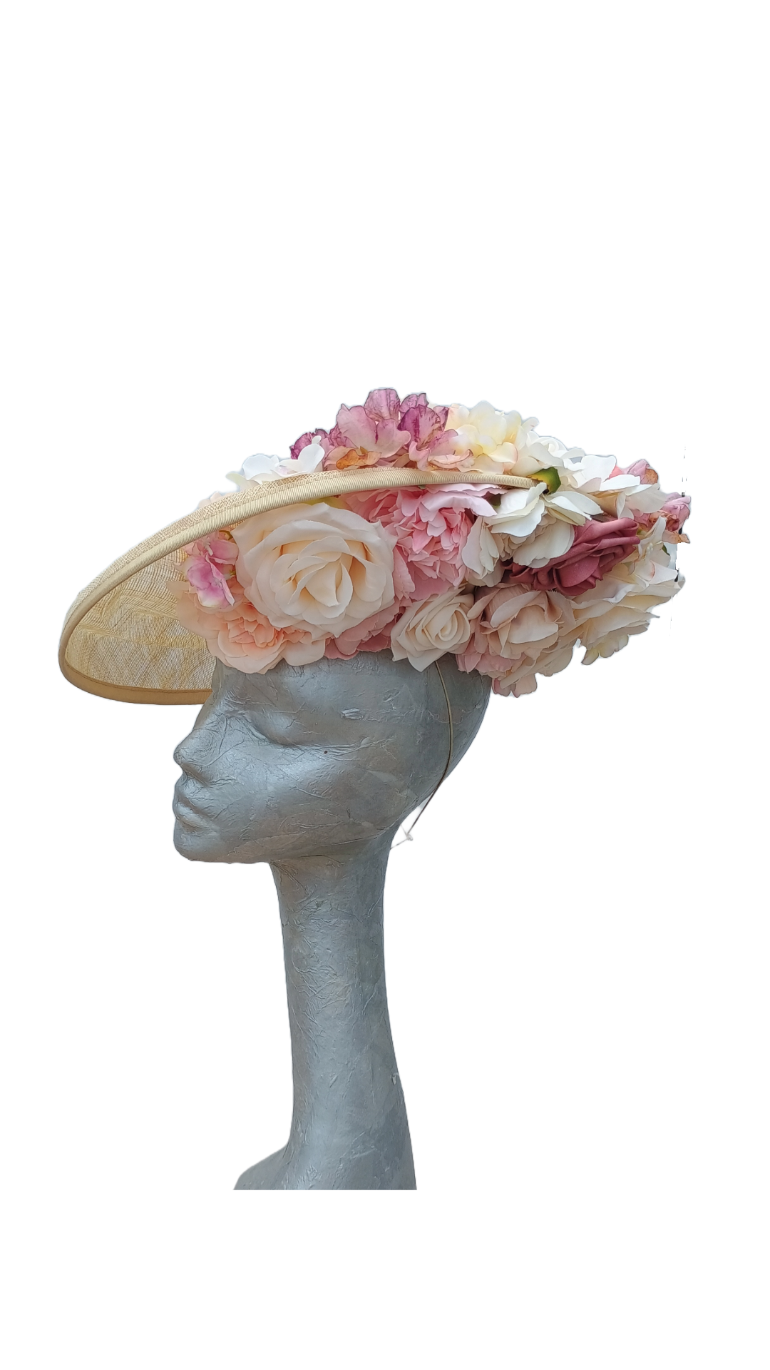 Bernie - Floral Hat in Natural & Pinks/Peaches