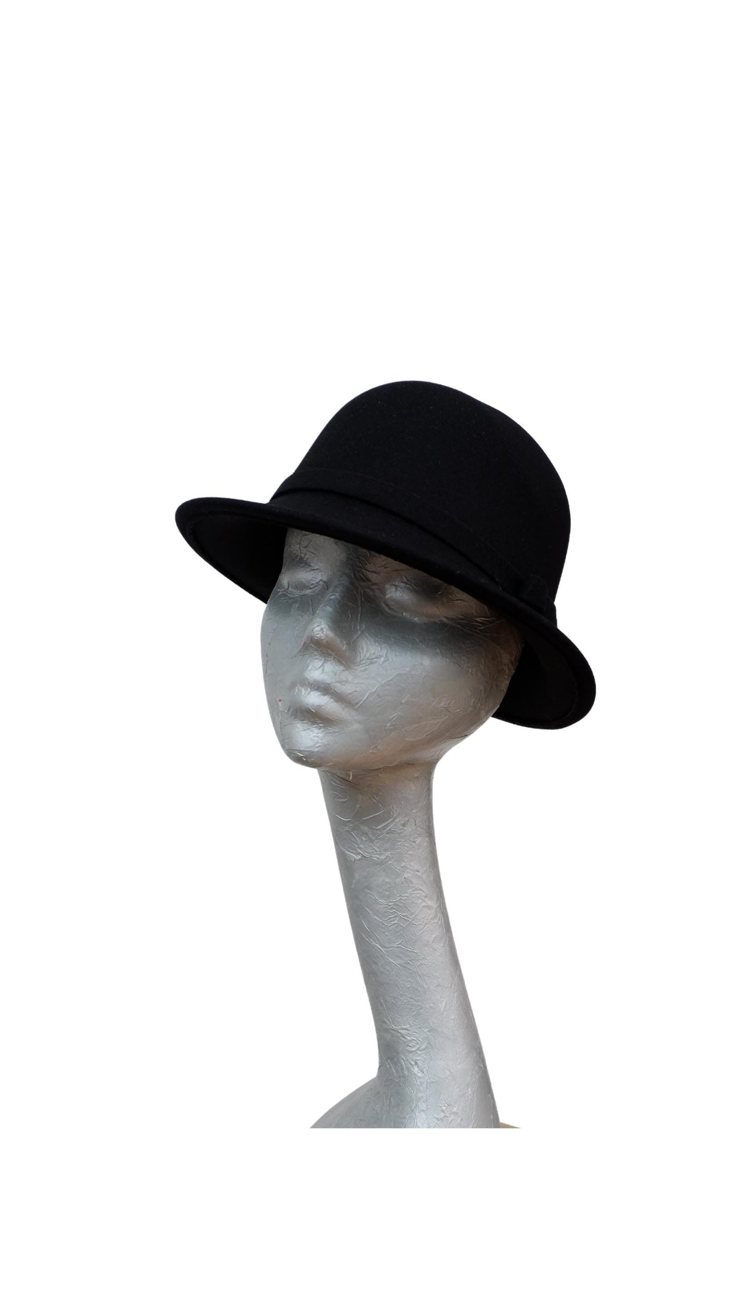 Eloise - Cloche Bell shaped Felt hat Available Black & Cream