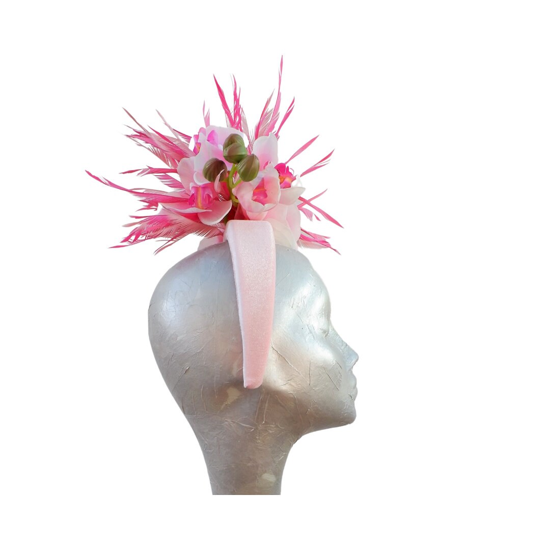 Somersby - 3 tone Pink Headband with Feathers & Orchids