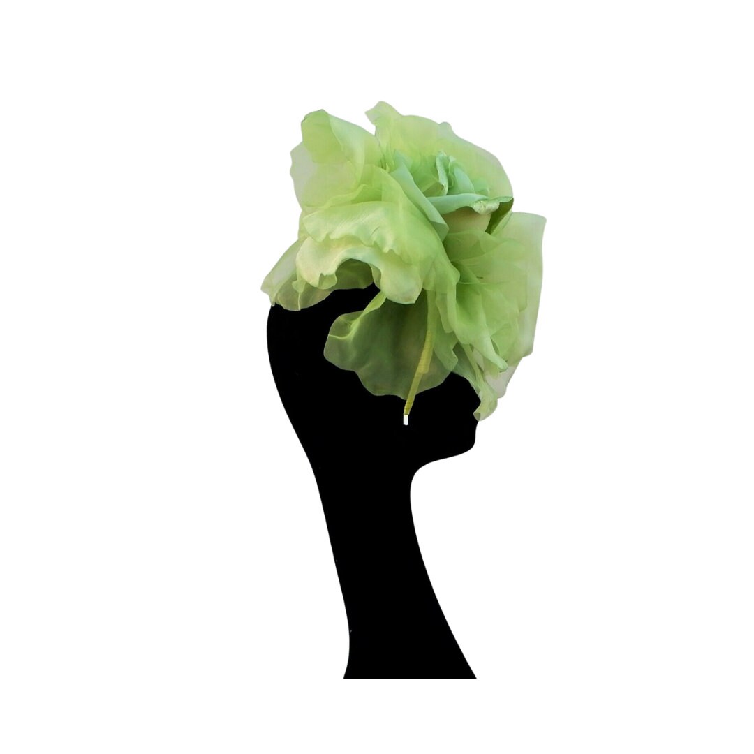 Ava-- Forest Green silk organza 12 inch flower fascinator