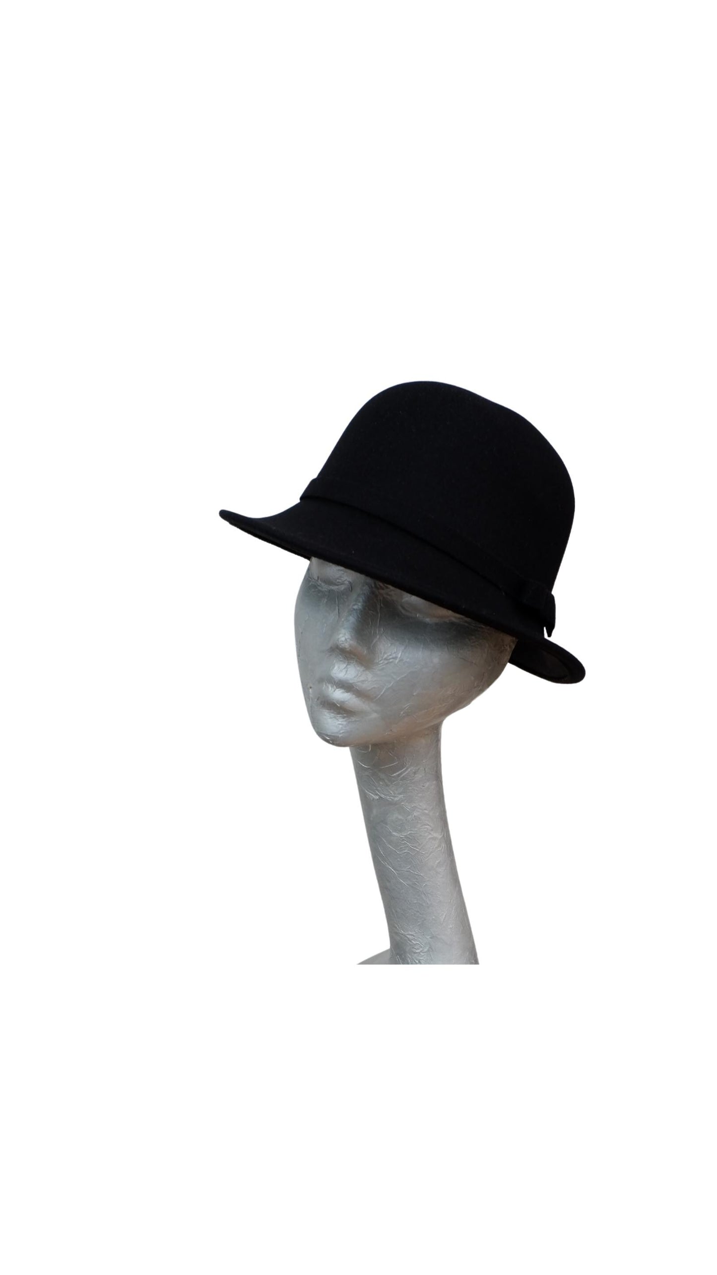 Eloise - Cloche Bell shaped Felt hat Available Black & Cream