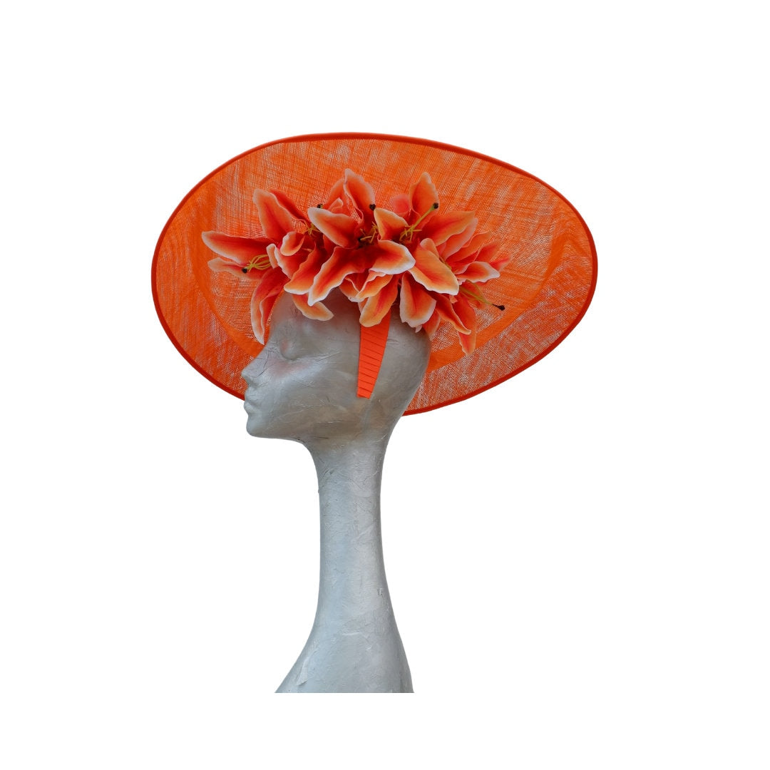 Calypso - Large orange Hatinator with Lilies