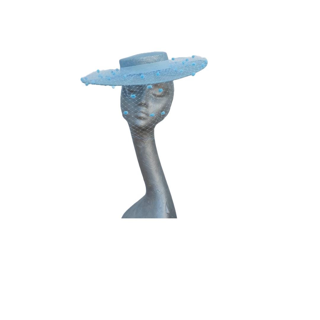 Taylor - Pale blue Veiled Boater