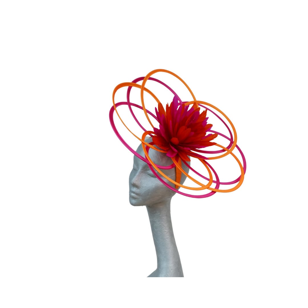 Gabrielle - Pink & Orange Loop Fascinator
