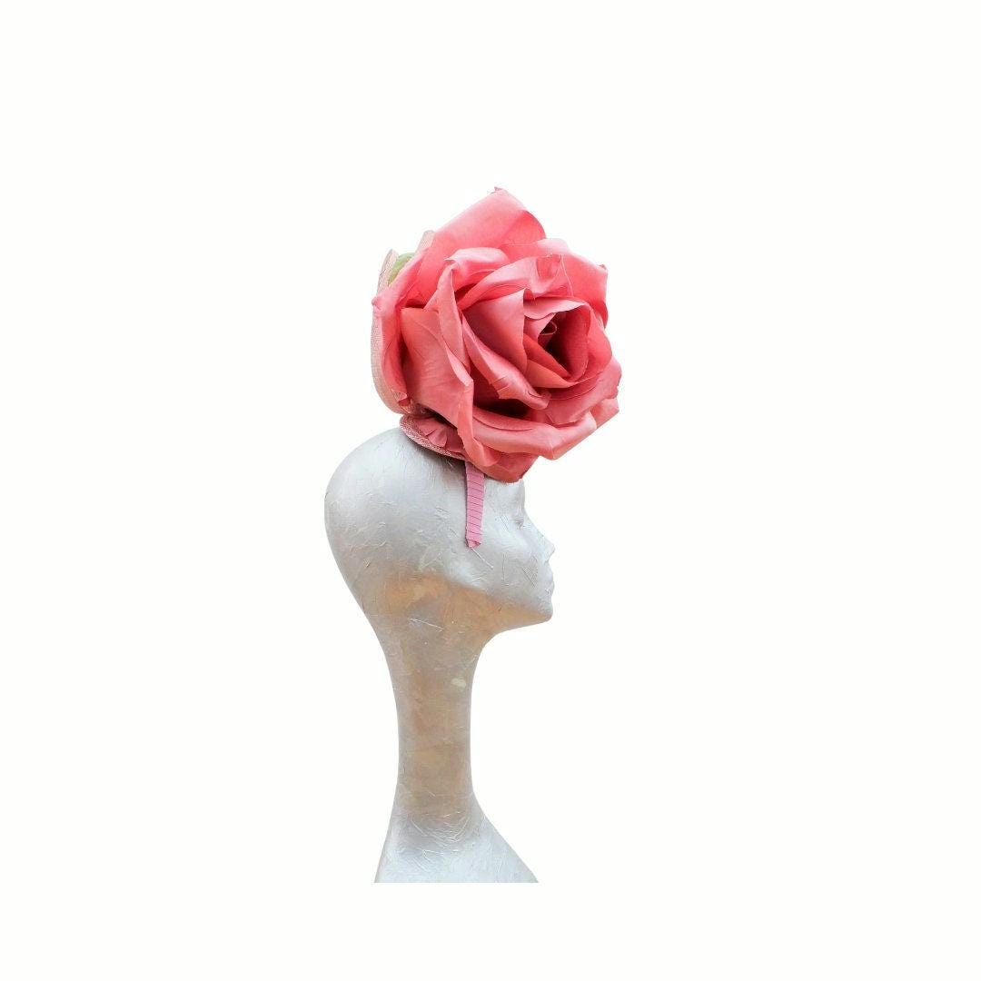 Rosa Large Dusky Pink Rose Fascinator ideal for Royal Ascot