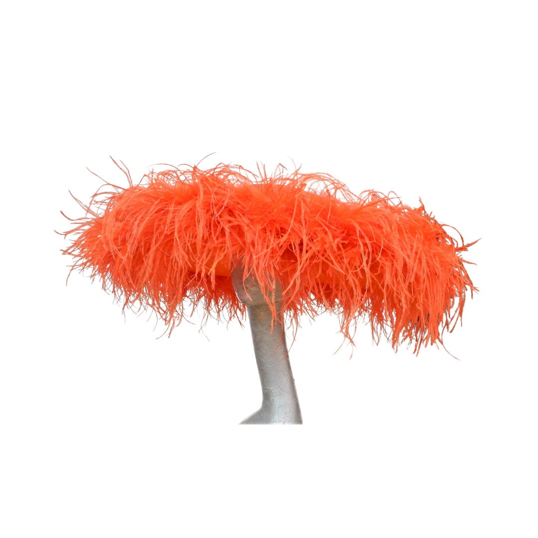 Emma - Extra large Hat with Ostrich feather boa in Orange