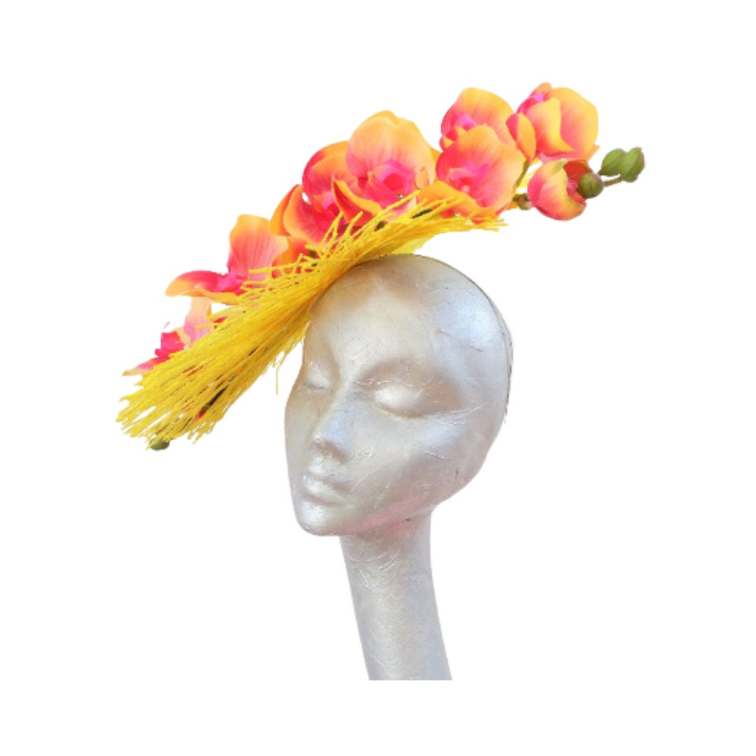 Mimosa - Yellow & Peach Orchid Fascinator