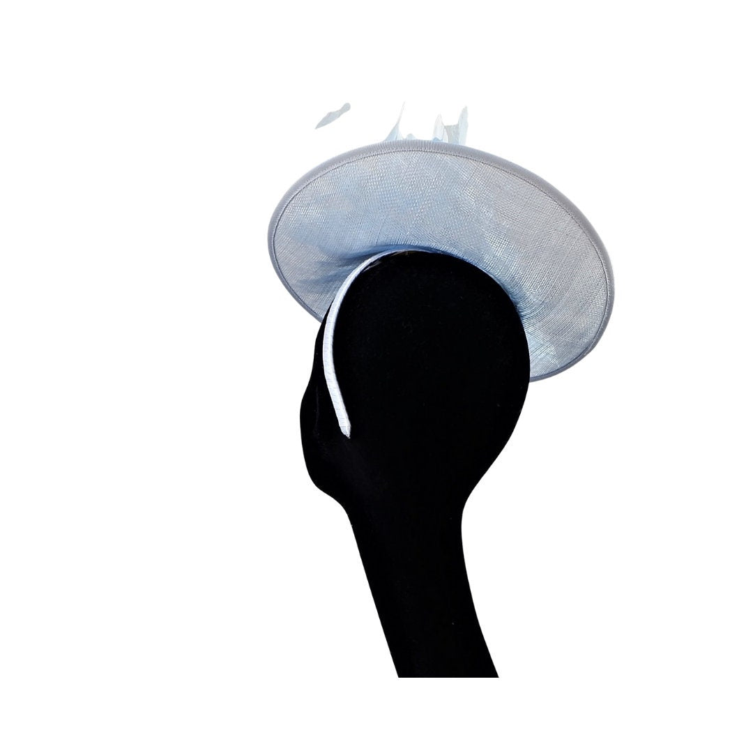 Elsa - Ice blue fascinator with ice blue feather trim