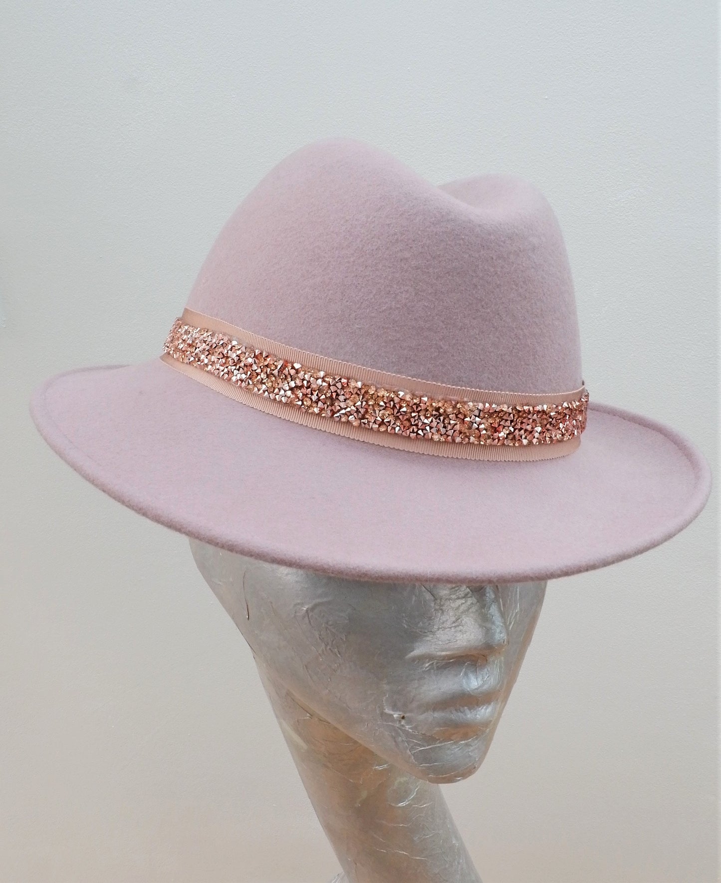 Rhondon - Blush Trilby Rose Gold Diamante trim