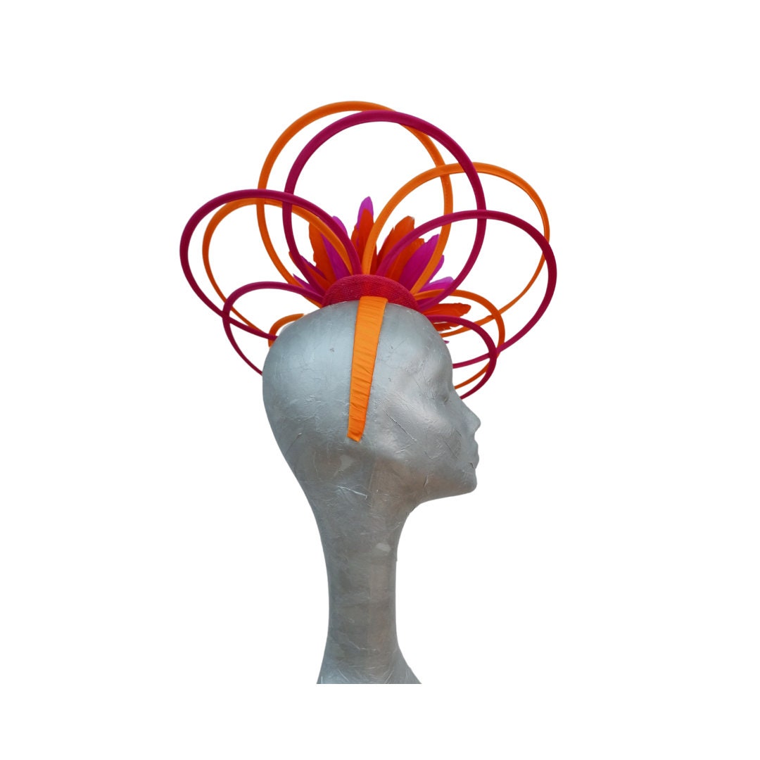 Gabrielle - Pink & Orange Loop Fascinator