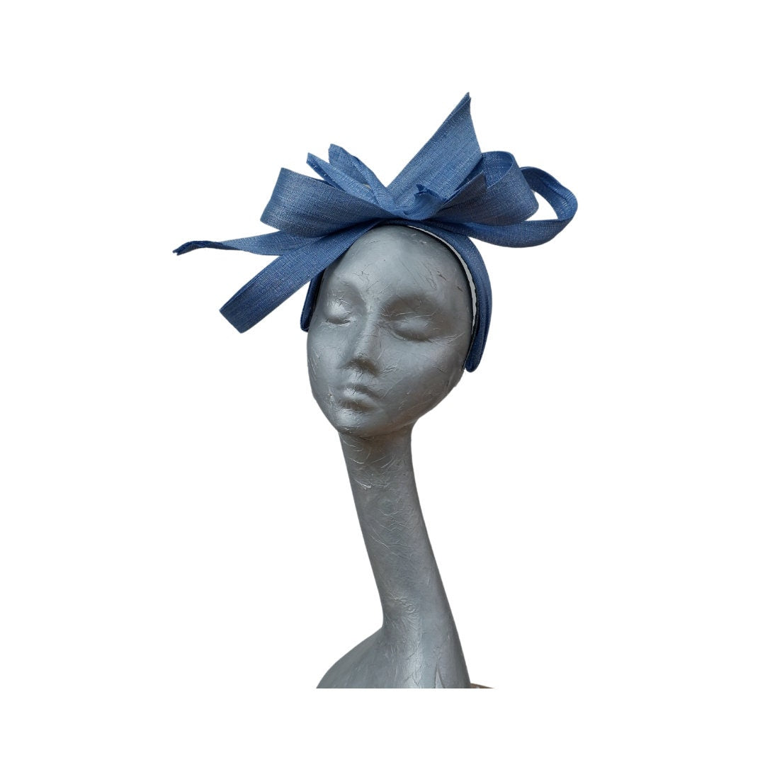 Ivy - Powder blue & silver Silk Abaca Fascinator