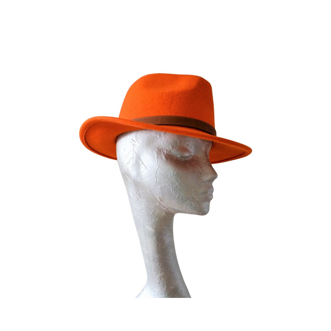 Wool Unisex Fedora size 54cm Orange