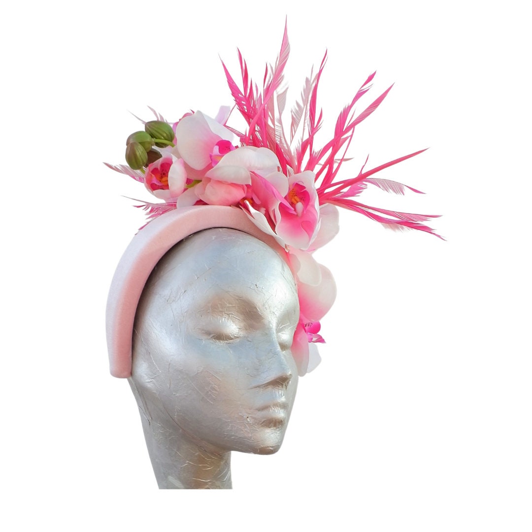 Somersby - 3 tone Pink Headband with Feathers & Orchids