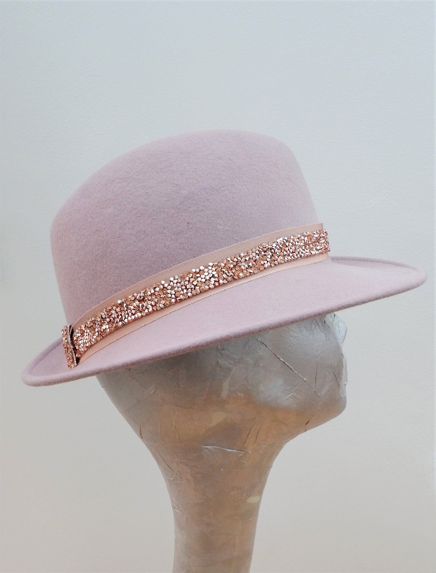 Rhondon - Blush Trilby Rose Gold Diamante trim