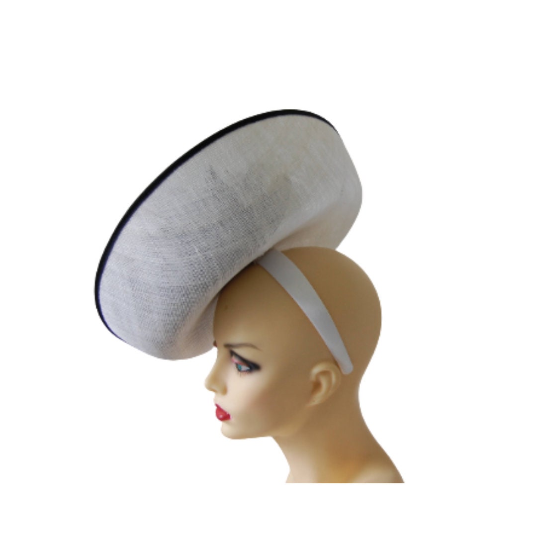 White & Black Feature fascinator on hairband Made to order