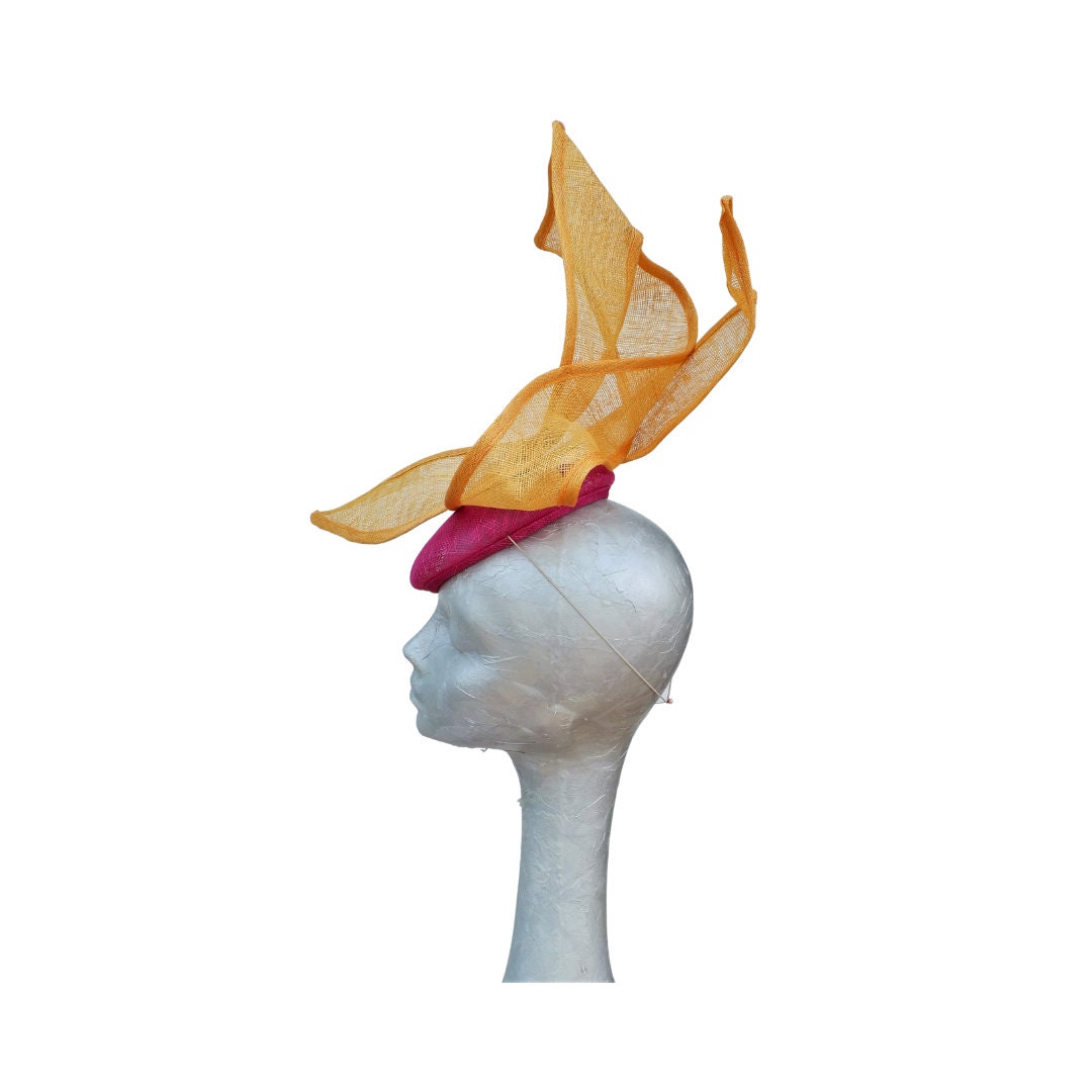 Twirl - Orange & Cerise Fascinator