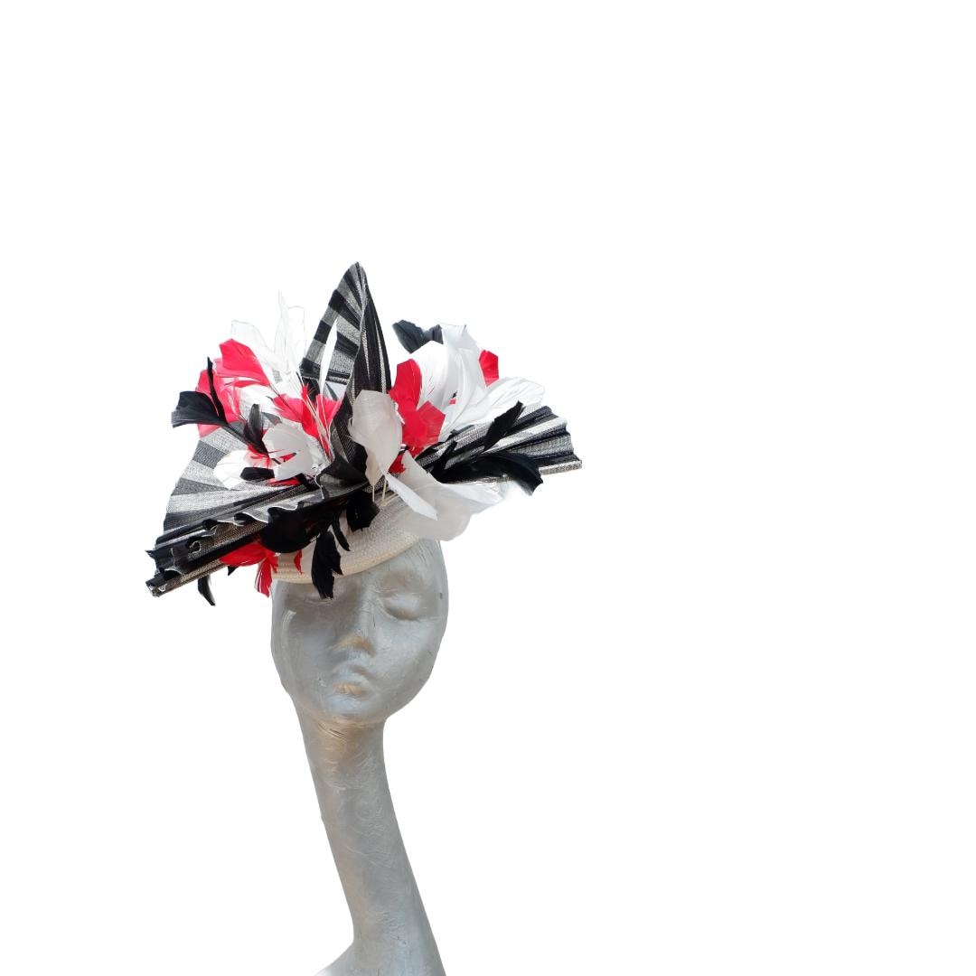 Sia- Black Ivory & Red Pillbox fascinator