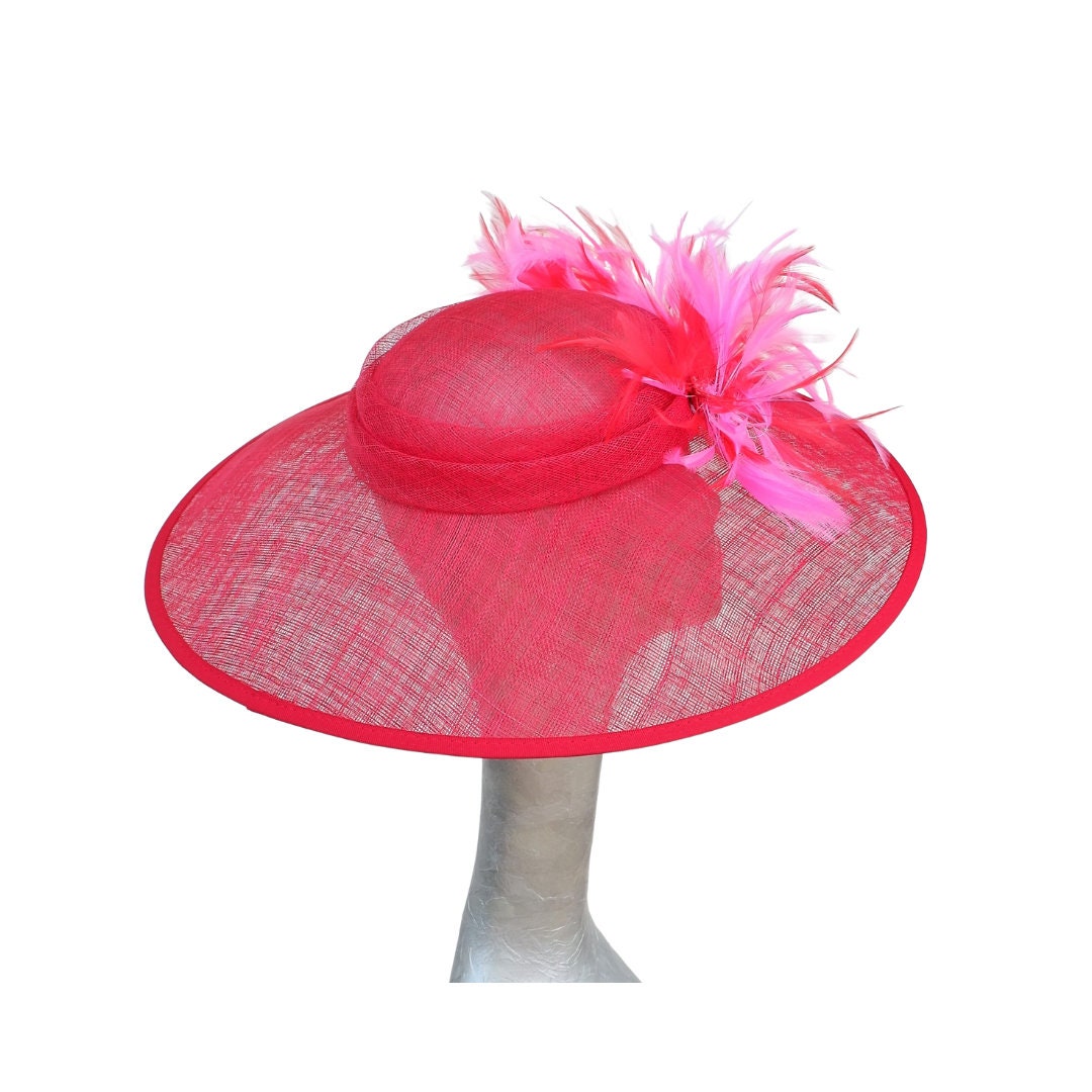 Fumi - Scarlet Red Coolie hatinator with Red & Cerise feathers