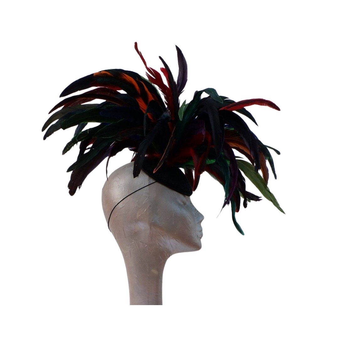Carnival - Stunning Multicoloured Burlesque feather fascinator/hatinator by Hats2go