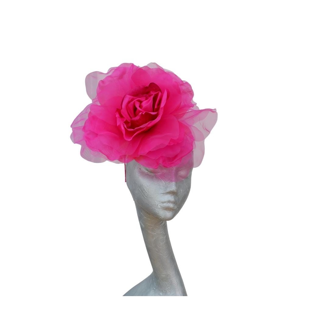 Ava--Magenta Ombre silk/organza 12" flower fascinator
