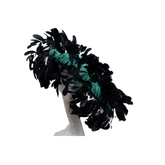 Enola - Emerald Green & Black Oval saucer hatinator