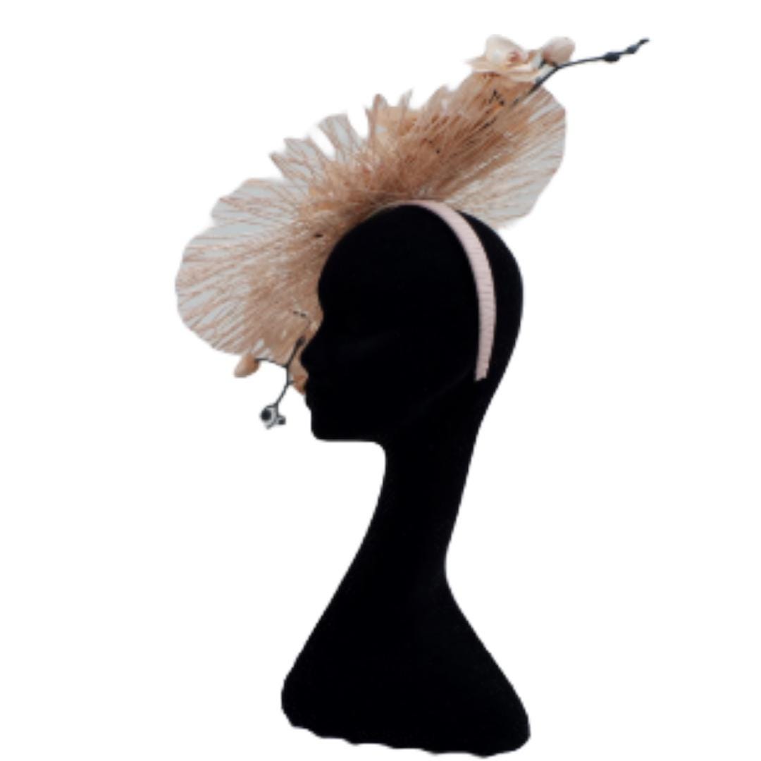 Mimosa - Nude Feature Orchid Fascinator