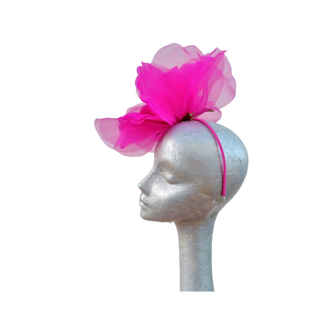 Ava--Magenta silk/organza 12" flower fascinator