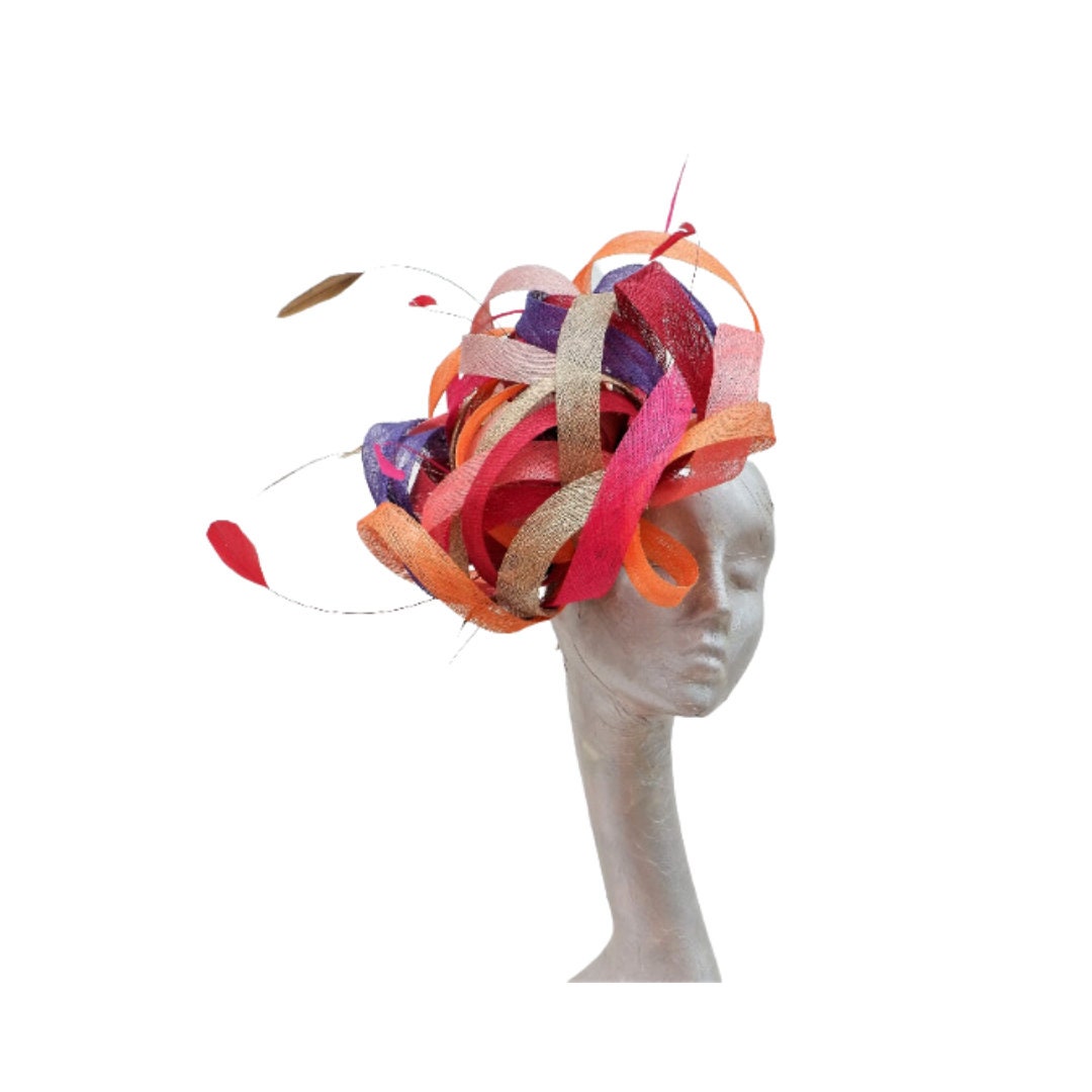 Matilda - Autumnal Orange, coral, gold, Latte, Purple, Red, Fucshia loopy fascinator