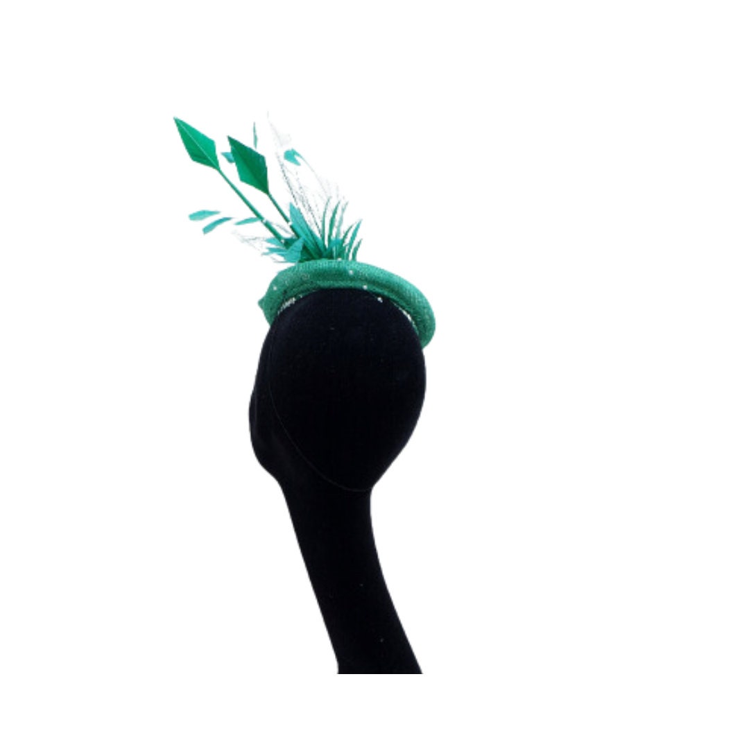 Immy - Emerald Green Pillbox/Button Fascinator