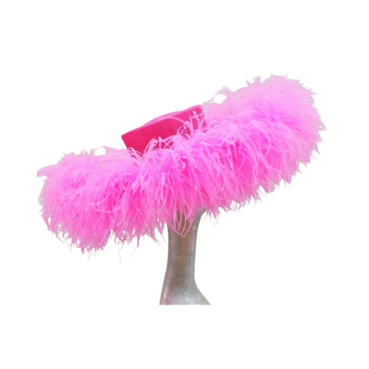 Emma - Extra large Hat with Ostrich feather boa in Two Tone Cerise pink By Hats2go Made to Order
