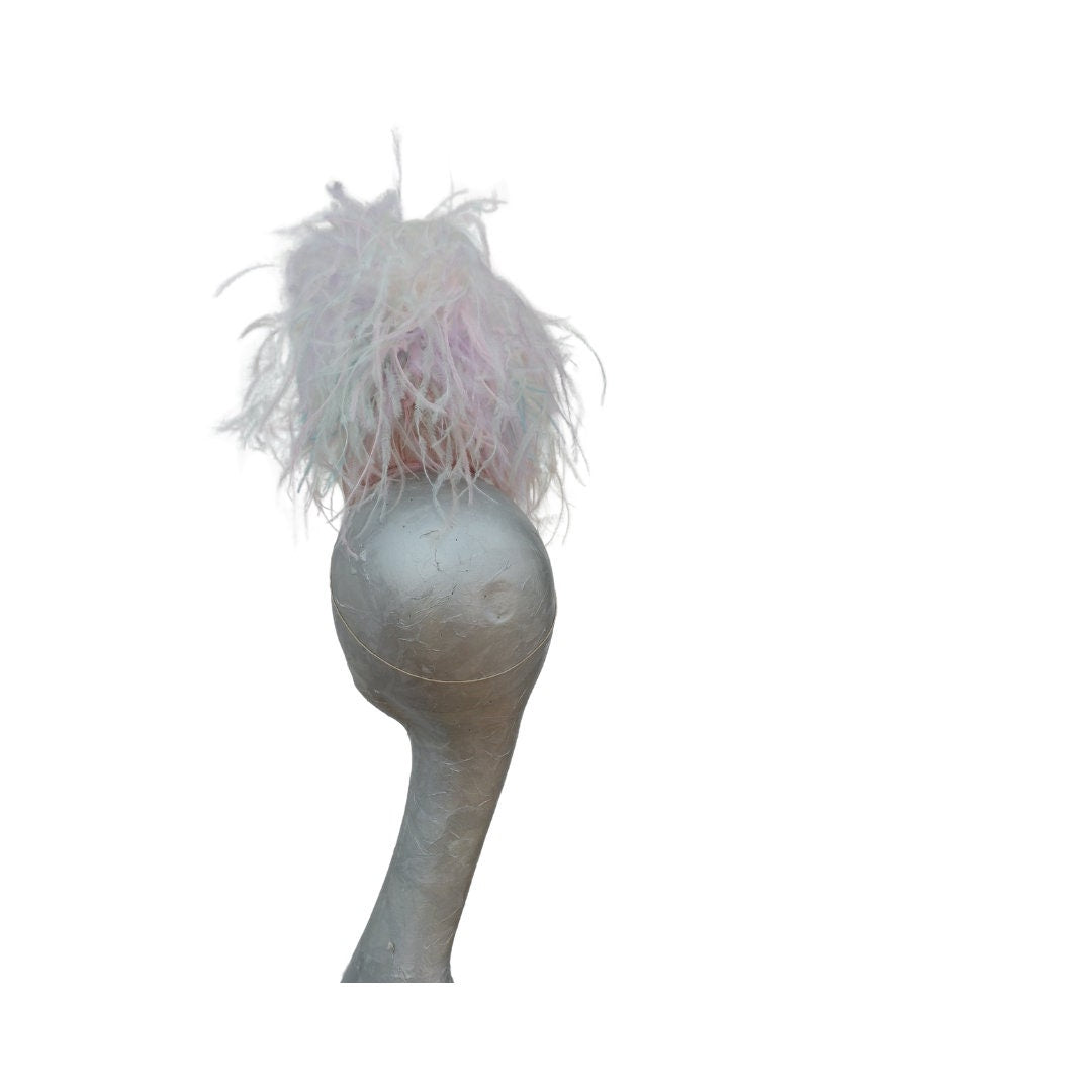 Trixie -- Nude  Pear shaped pillbox with Multicoloured feather detail