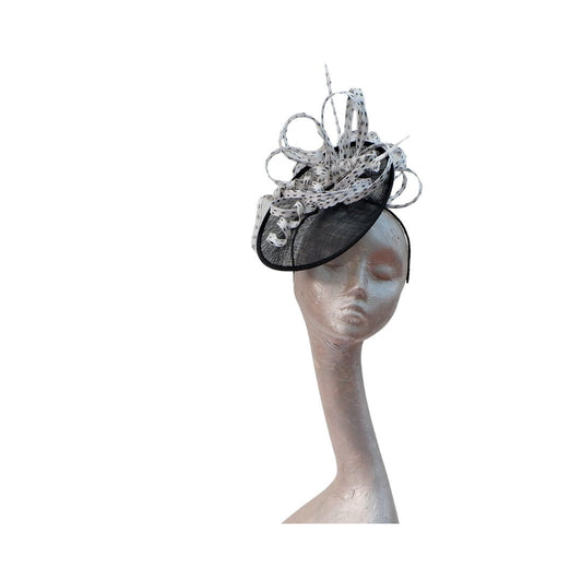 Libby - Black & white Spotty Fascinator By Hats2go