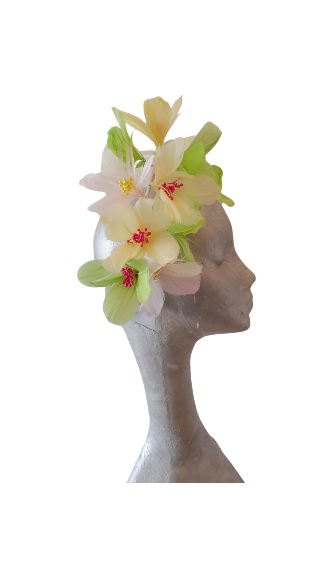 Luau- Pastel feather Fascinator