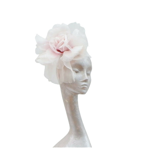 Ava--- Baby Pink 12" silk/organza Rose fascinator