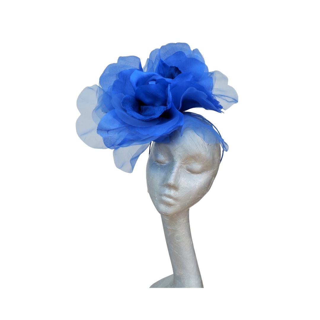 Ava-- Cobalt Blue silk organza 12 inch flower  fascinator