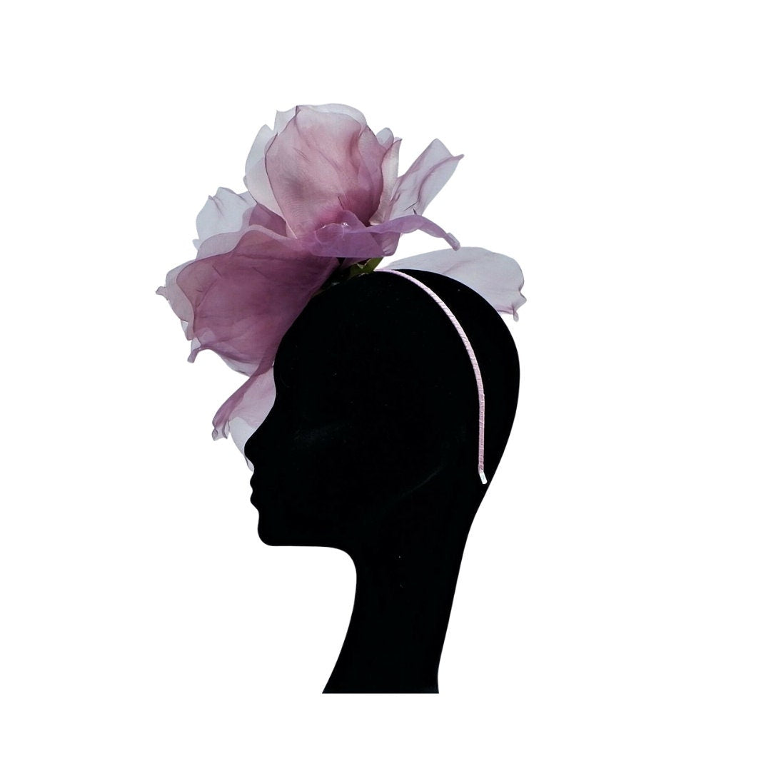 Ava-- Heather  silk organza 12 inch flower  fascinator