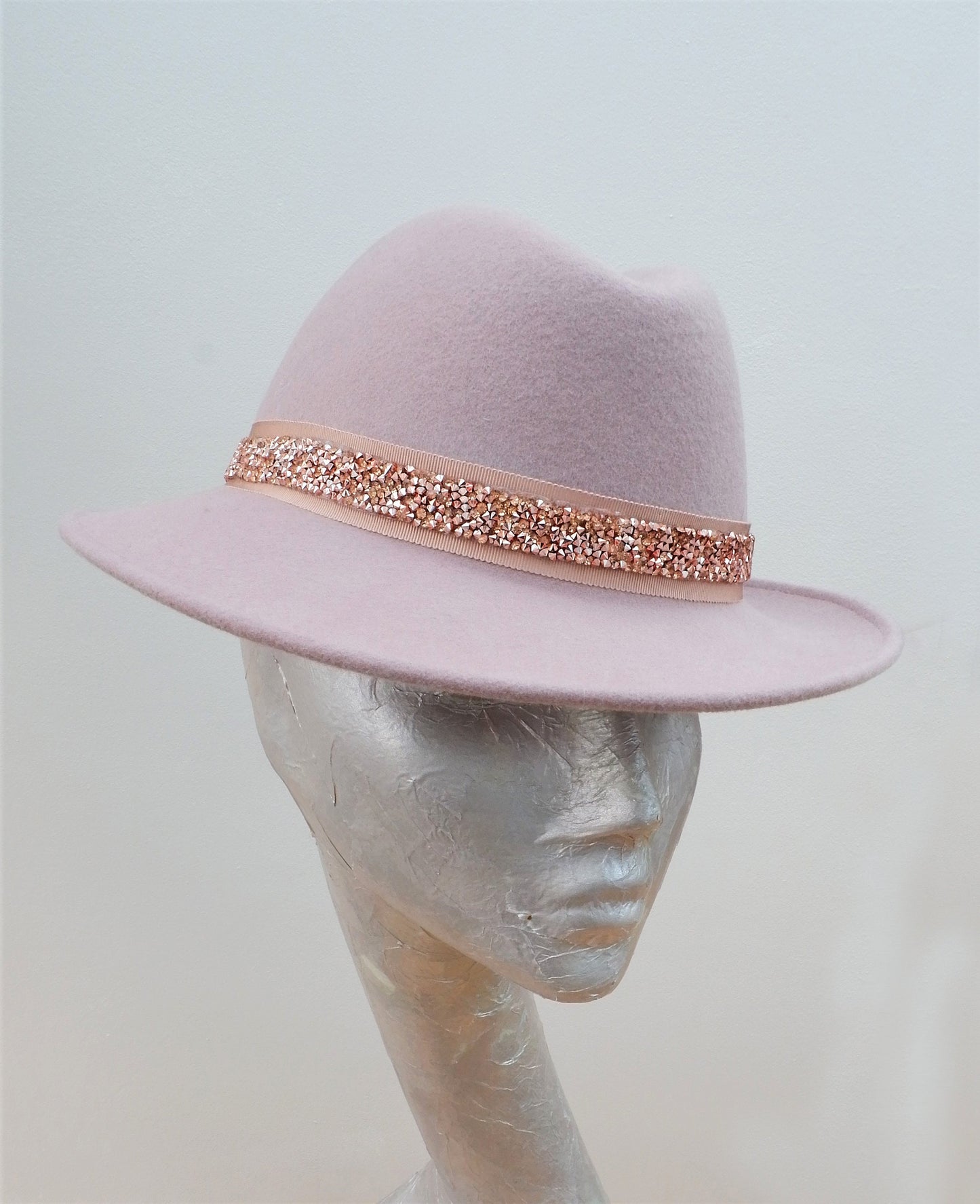 Rhondon - Blush Trilby Rose Gold Diamante trim