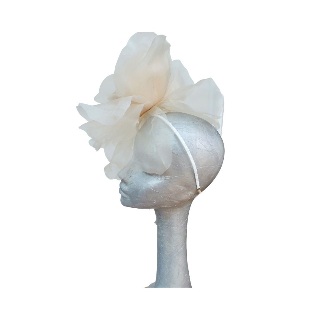 Ava-- Pale Honey silk organza 12" Rose  fascinator