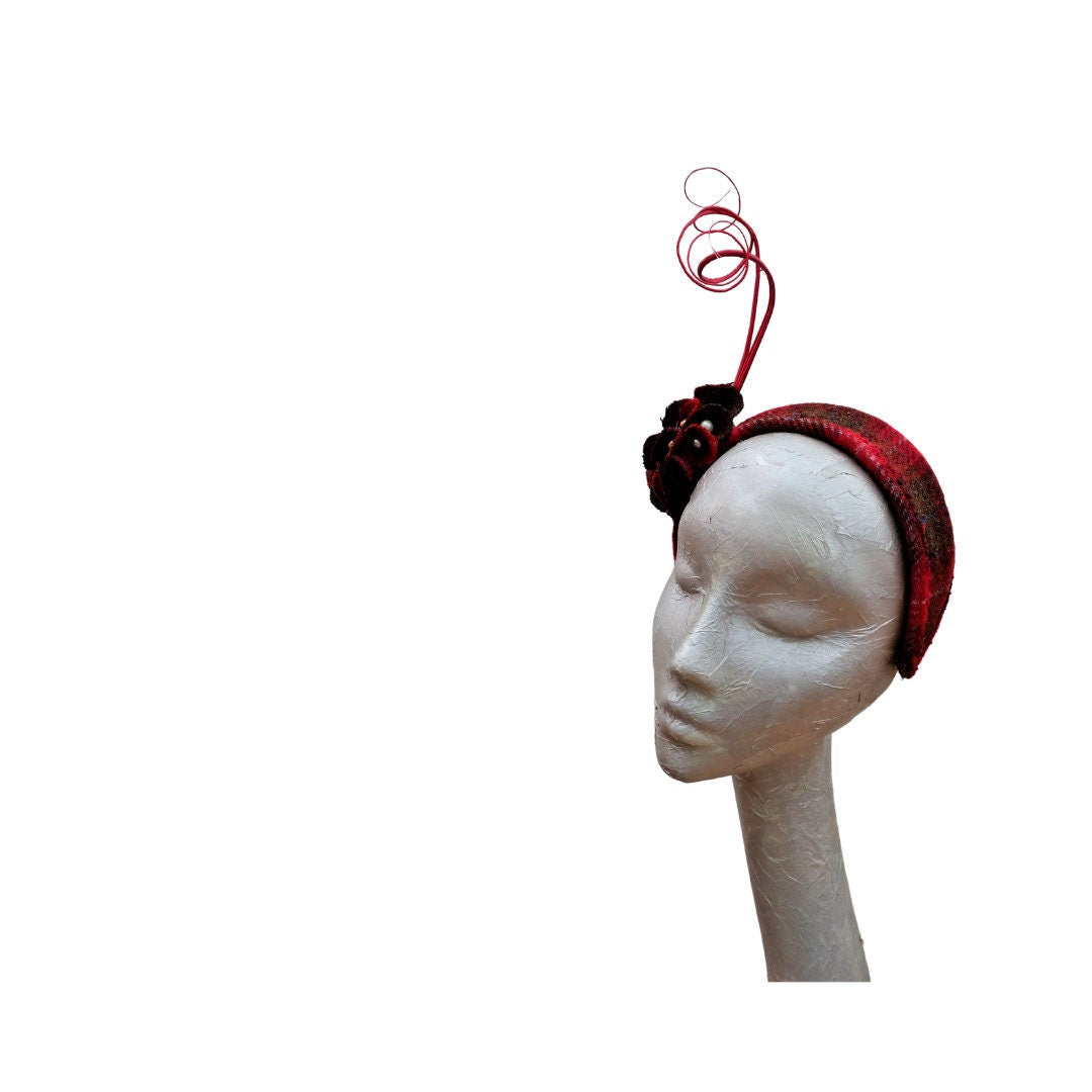 Skye -Red Multi Genuine  Harris Tweed Duchess headband