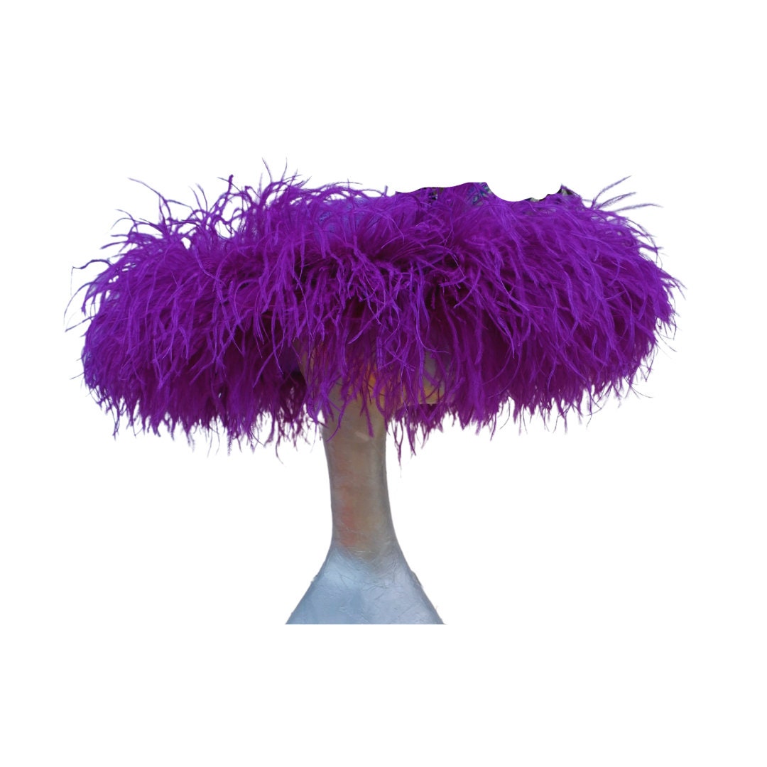 Emma - Extra large Hat with Ostrich feather boa in Two Tone Purple