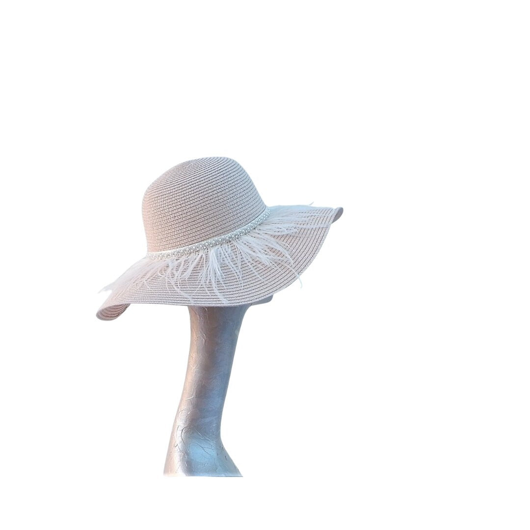 Nude Pink Straw Summer hat by Hats2go