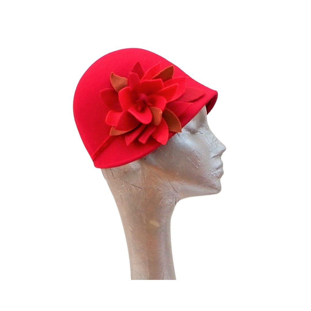 Kitty - Poppy Red 20's Style Cloche Hat