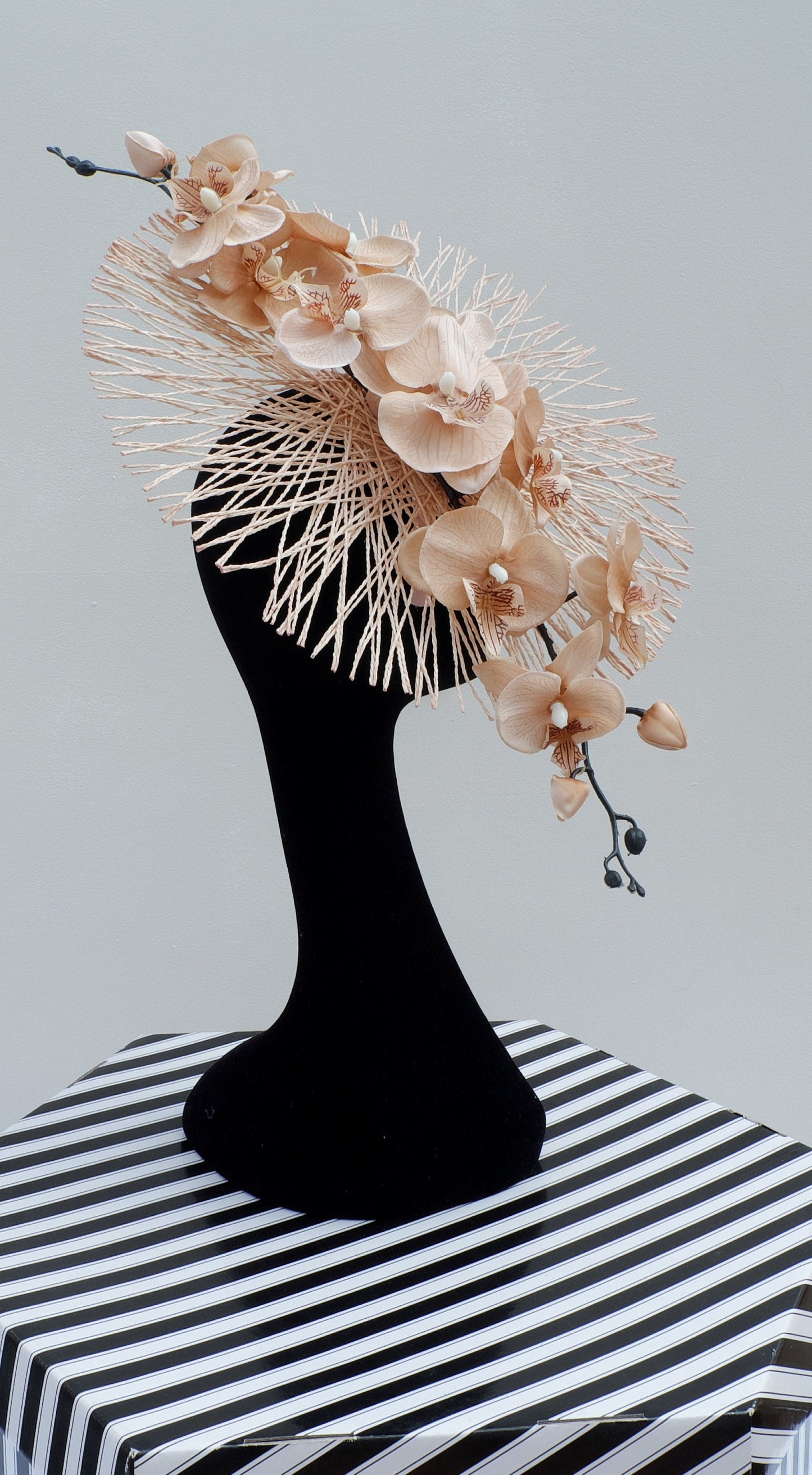 Mimosa - Nude Feature Orchid Fascinator